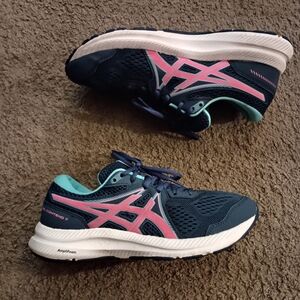 Asics Womens Gel Contend 7 - 1012B228 Blue Running Sneakers Size 8.5 PRE-OWNED